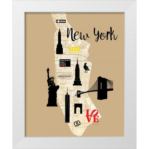 City Graphic Map - White Modern Wood Framed Art Print by Murray, Amanda