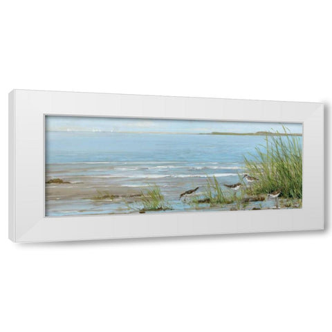 Sandpiper Beach White Modern Wood Framed Art Print by Swatland, Sally