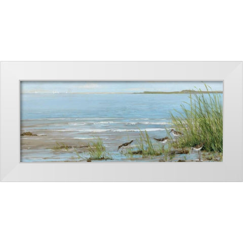 Sandpiper Beach White Modern Wood Framed Art Print by Swatland, Sally