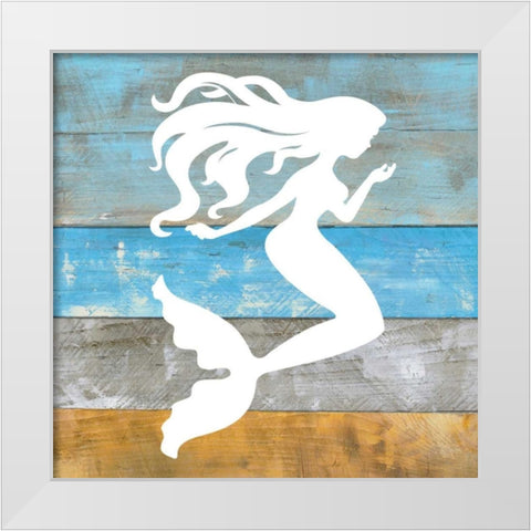 Woodgrain Mermaid White Modern Wood Framed Art Print by Craven, Katrina