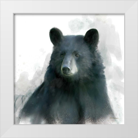 Rainsoft Bear White Modern Wood Framed Art Print by Robinson, Carol