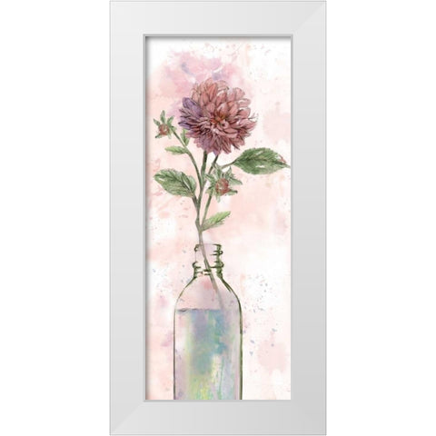 Vintage Bottle Dahlia White Modern Wood Framed Art Print by Nan