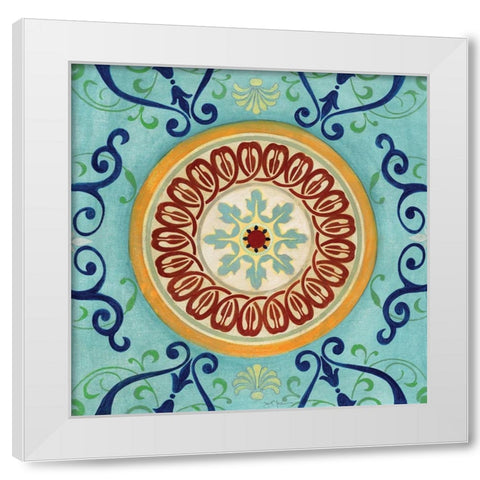 Jeweled Mosaic White Modern Wood Framed Art Print by Tava Studios