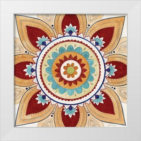 Jeweled Mosaic White Modern Wood Framed Art Print by Tava Studios