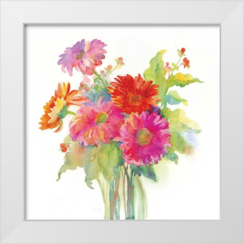 Mixed Bouquet White Modern Wood Framed Art Print by Troise Heidel, Theresa