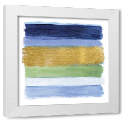 Blue Strokes White Modern Wood Framed Art Print by Nan