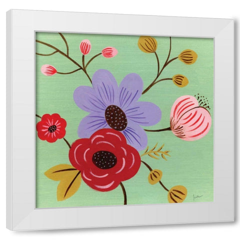 Vintage Flowers White Modern Wood Framed Art Print by Tava Studios