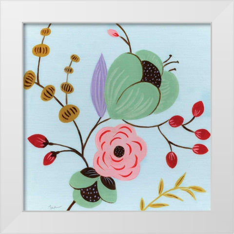 Vintage Flowers White Modern Wood Framed Art Print by Tava Studios