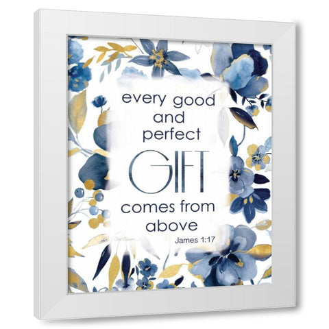 Indigo Scripture White Modern Wood Framed Art Print by Robinson, Carol