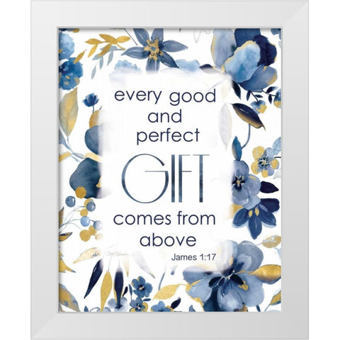 Indigo Scripture White Modern Wood Framed Art Print by Robinson, Carol