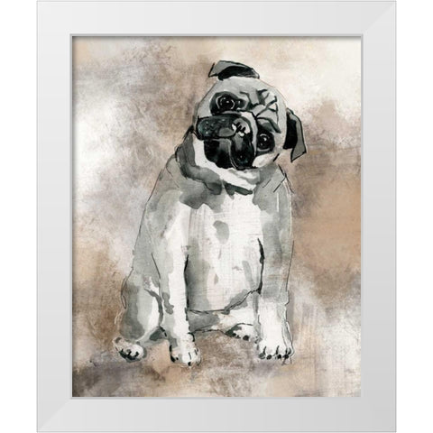 Sketchy Study Pug White Modern Wood Framed Art Print by Robinson, Carol
