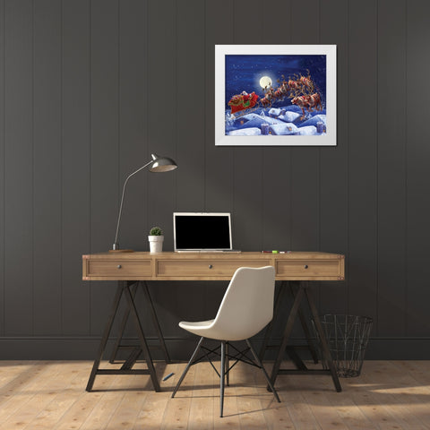 Rooftop Ride White Modern Wood Framed Art Print by Corti, Marcello