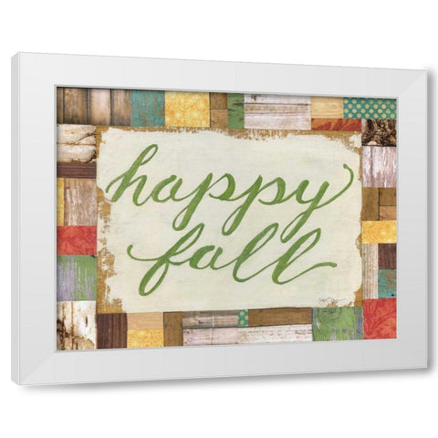 Happy Fall White Modern Wood Framed Art Print by Tava Studios