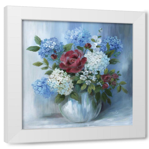 Hydrangea Arrangement White Modern Wood Framed Art Print by Nan