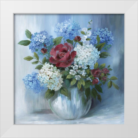 Hydrangea Arrangement White Modern Wood Framed Art Print by Nan