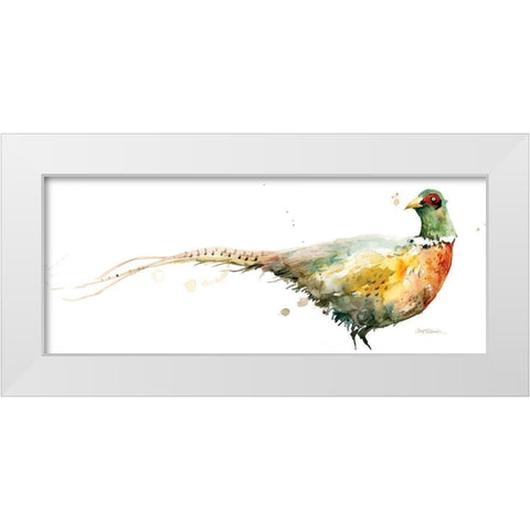 Harvest Pheasant White Modern Wood Framed Art Print by Robinson, Carol