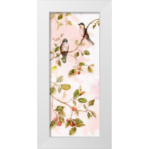 Blushing Birds I White Modern Wood Framed Art Print by Nan