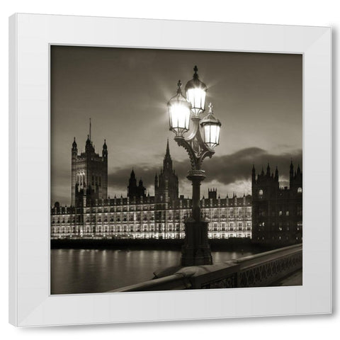 London Lights White Modern Wood Framed Art Print by Delimont, Danita