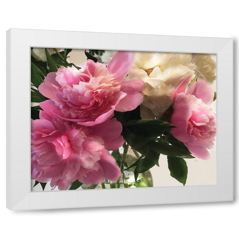 Fresh Cut Peonies White Modern Wood Framed Art Print by Nan