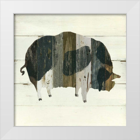 Woodgrain Pig White Modern Wood Framed Art Print by Robinson, Carol