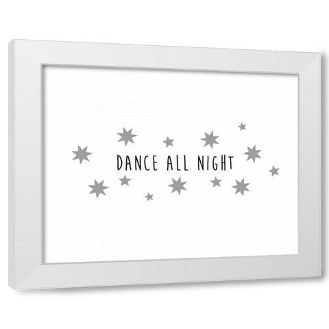 Dance All Night White Modern Wood Framed Art Print by CAD Designs