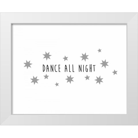 Dance All Night White Modern Wood Framed Art Print by CAD Designs