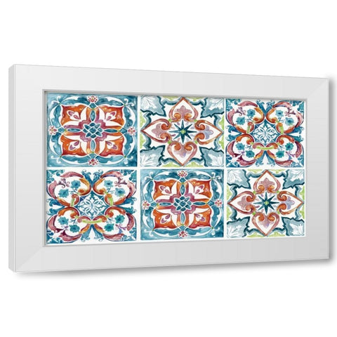 Caribbean Boho Tile White Modern Wood Framed Art Print by Nan