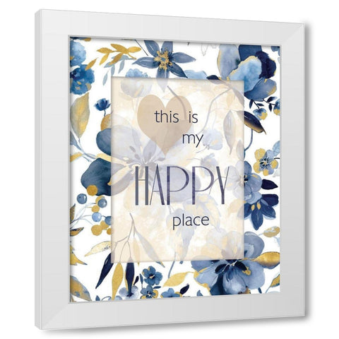 Indigo Thoughts II White Modern Wood Framed Art Print by Robinson, Carol