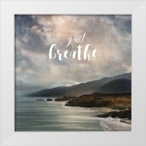 Just Breathe White Modern Wood Framed Art Print by Calascibetta, Mike