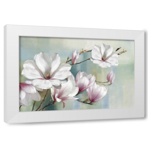 Magnolia Blooms White Modern Wood Framed Art Print by Daniels, Rogier