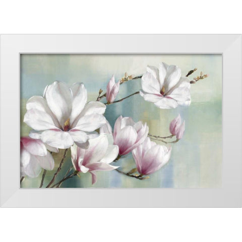 Magnolia Blooms White Modern Wood Framed Art Print by Daniels, Rogier