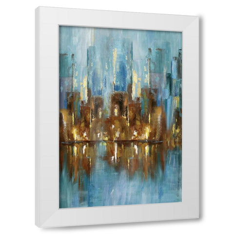 City Night White Modern Wood Framed Art Print by Nan