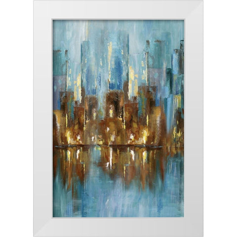 City Night White Modern Wood Framed Art Print by Nan