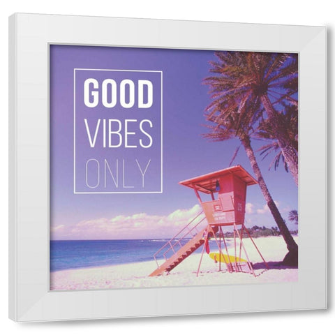 Good Vibes Only White Modern Wood Framed Art Print by Delimont, Danita