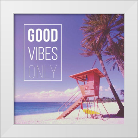 Good Vibes Only White Modern Wood Framed Art Print by Delimont, Danita