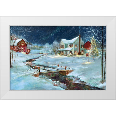 Christmas on the Farm White Modern Wood Framed Art Print by Manning, Ruane
