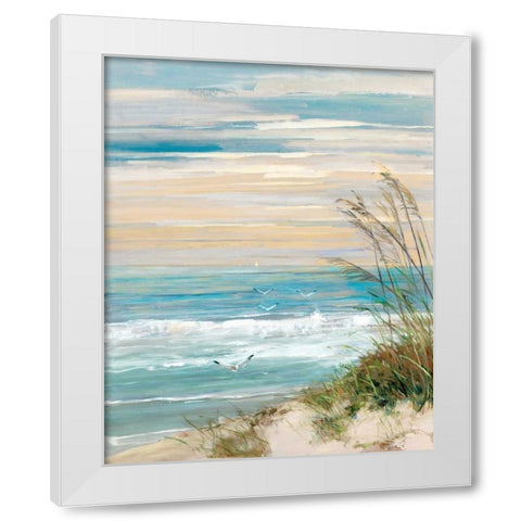 Beach At Dusk White Modern Wood Framed Art Print by Swatland, Sally