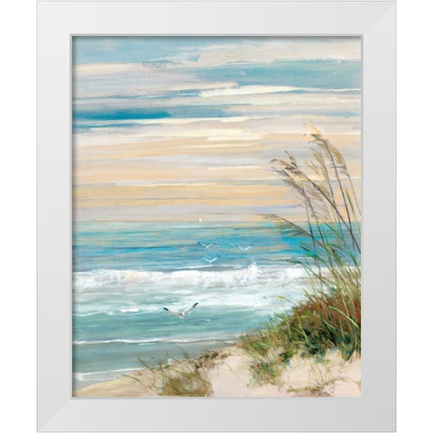 Beach At Dusk White Modern Wood Framed Art Print by Swatland, Sally