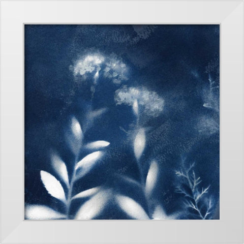 Natures Indigo II White Modern Wood Framed Art Print by Nan