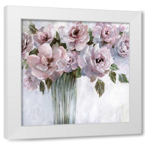 Bouquet Blush White Modern Wood Framed Art Print by Nan