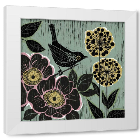 Natures Woodcut I White Modern Wood Framed Art Print by Knutsen, Conrad