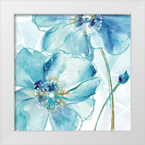 Blue Spring Poppy White Modern Wood Framed Art Print by Donovan, Maria