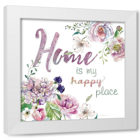 Home Is My Happy White Modern Wood Framed Art Print by Robinson, Carol