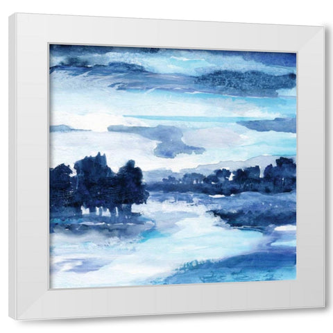 Indigo Land I White Modern Wood Framed Art Print by Nan