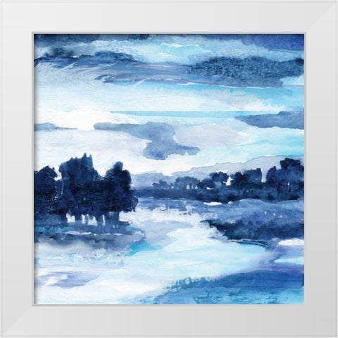 Indigo Land I White Modern Wood Framed Art Print by Nan