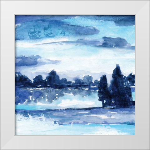 Indigo Land II White Modern Wood Framed Art Print by Nan