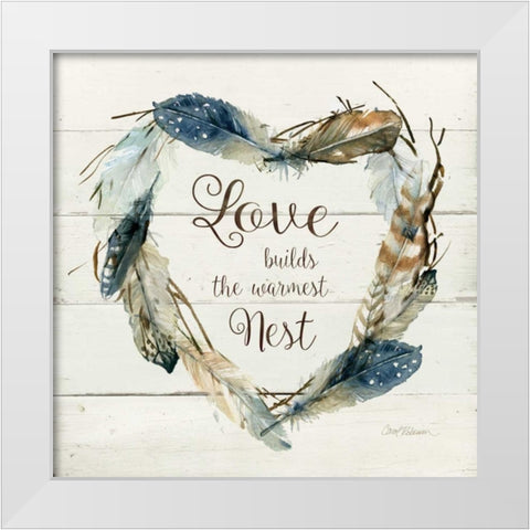 Feather Love Nest White Modern Wood Framed Art Print by Robinson, Carol