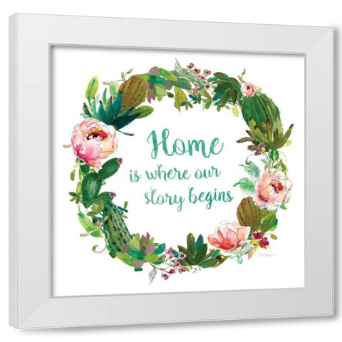 Succulent Wreath White Modern Wood Framed Art Print by Robinson, Carol