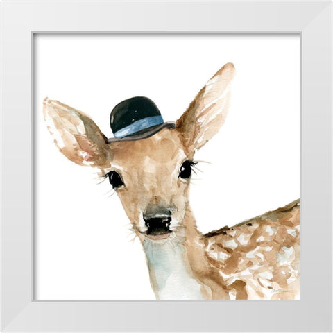Cute Critter Deer White Modern Wood Framed Art Print by Robinson, Carol