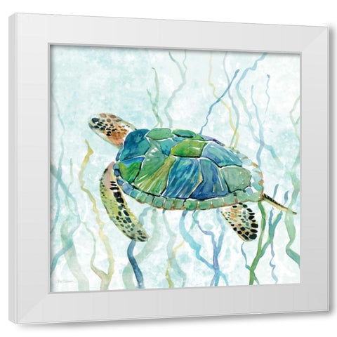 Sea Turtle Swim II White Modern Wood Framed Art Print by Robinson, Carol